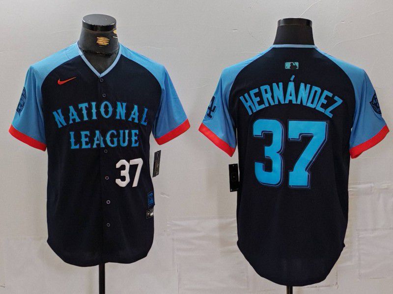Men Los Angeles Dodgers #37 Hernandez Blue All star 2024 Nike MLB Jersey style 726